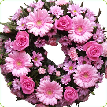 PINK ROSE & GERMINI LOOSE WREATH 